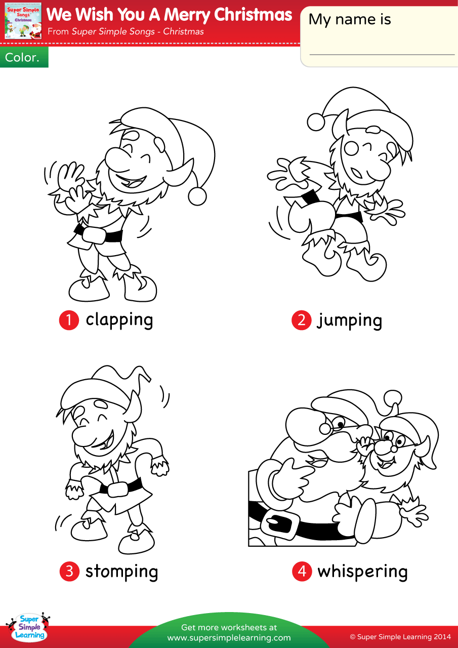 we wish you a merry christmas worksheet - vocabulary coloring